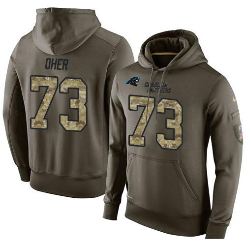 NFL Nike Carolina Panthers #73 Michael Oher Green Salute To Service Men's Pullover Hoodie